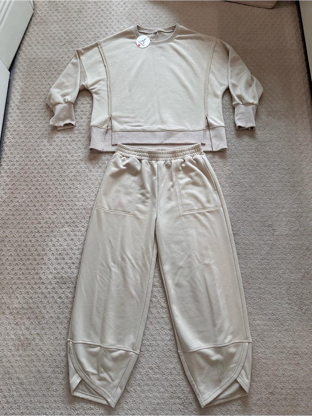 NWT Anrabess 2-Piece Lounge Set - Size L - Wide Leg Barrel Pants & Oversized Top